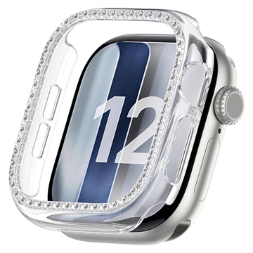 Apple Watch Series 12 Strass Dekorativ Cover mit Panzerglas - 47mm - Durchsichtig