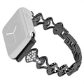 Strassstein Fächerförmiges Apple Watch 7/SE/6/5/4/3/2/1 Armband - 45mm/44mm/42mm - Schwarz