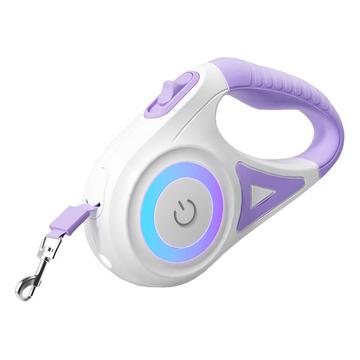Rojeco Automatische Hundeleine mit LED - 5m - Weiß / Purpur