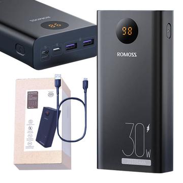 Romoss PEA30 Power Bank 30000mAh - USB-C, USB-Anschlüsse - Schwarz