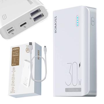 Romoss Sense 4S Pro 10000mAh/30W Power Bank - 2xUSB-A, USB-C - Weiß