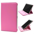 Rotary Leder Tasche - Samsung Galaxy Tab 2 10.1 P5100, P7500 - Hot Pink