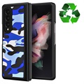 Robust Tarnung Muster Samsung Galaxy Z Fold3 5G Hybrid Case - Blau