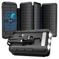 SY-L3S4W 16000mAh Solarstrom-Ladegerät mit USB-, USB-C- und Lightning-Kabeln - 20W PD - Schwarz