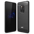Saii Gebürstetes Huawei Mate 20 TPU Hülle - Kohlefaser - Schwarz