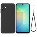 Samsung Galaxy A06 5G Liquid Silikonhülle mit Handschlaufe - Schwarz