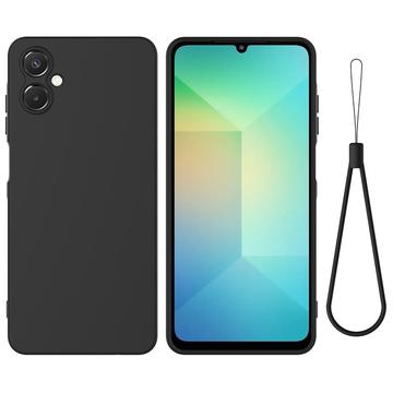 Samsung Galaxy A06 5G Liquid Silikonhülle mit Handschlaufe - Schwarz