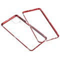 Samsung Galaxy A12 Magnetisches Cover mit Panzerglas - Rot