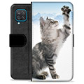 Samsung Galaxy A12 Premium Schutzhülle mit Geldbörse - Katze