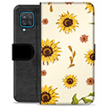 Samsung Galaxy A12 Premium Schutzhülle mit Geldbörse - Sonnenblume