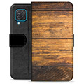 Samsung Galaxy A12 Premium Schutzhülle mit Geldbörse - Holz