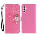 Samsung Galaxy A15 Eule Strass Wallet Case