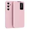 Samsung Galaxy A16 Smart Clear View Flip Hülle mit Kartenschlitz - Rosa