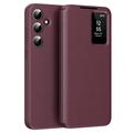 Samsung Galaxy A16 Smart Clear View Flip Hülle mit Kartenschlitz - Weinrot