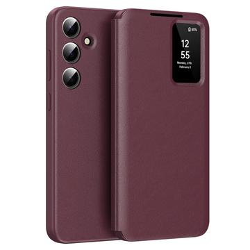 Samsung Galaxy A16 Smart Clear View Flip Hülle mit Kartenschlitz - Weinrot