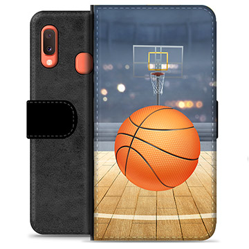 Samsung Galaxy A20e Premium Schutzhülle mit Geldbörse - Basketball