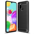 Samsung Galaxy A21s Gebürstete TPU Hülle - Karbonfaser