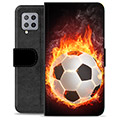 Samsung Galaxy A42 5G Premium Schutzhülle mit Geldbörse - Fußball Flamme
