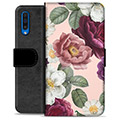 Samsung Galaxy A50 Premium Schutzhülle mit Geldbörse - Romantische Blumen