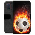 Samsung Galaxy A51 Premium Schutzhülle mit Geldbörse - Fußball Flamme