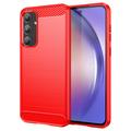 Samsung Galaxy A55 Gebürstete TPU Hülle - Karbonfaser - Rot