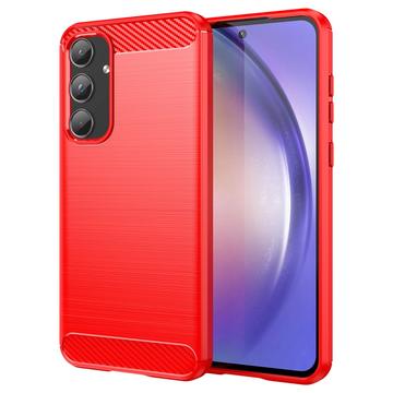 Samsung Galaxy A55 Gebürstete TPU Hülle - Karbonfaser - Rot