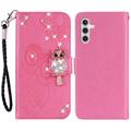 Samsung Galaxy A55 Eule Strass Wallet Case