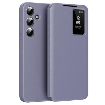 Samsung Galaxy A55 Smart Clear View Flip Hülle mit Kartenschlitz - grau lila