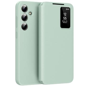 Samsung Galaxy A56 Smart Clear View Flip Hülle mit Kartenschlitz - Hellgrün