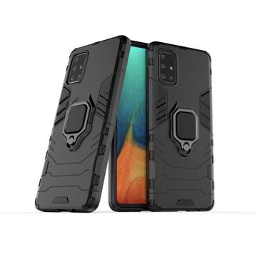 Samsung Galaxy A71 Hybrid Case mit Ringhalterung - Schwarz