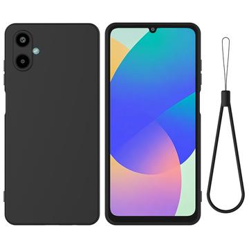 Samsung Galaxy M06/F06 5G Liquid Silikonhülle mit Handschlaufe - Schwarz