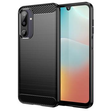 Samsung Galaxy M16 Gebürstete TPU Hülle - Karbonfaser - Schwarz