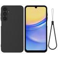 Samsung Galaxy M16/F16 Liquid Silikonhülle mit Handschlaufe - Schwarz