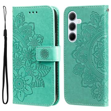 Samsung Galaxy M35 Mandala Serie Wallet Hülle - Grün