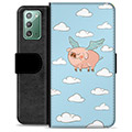 Samsung Galaxy Note20 Premium Schutzhülle mit Geldbörse - Fliegendes Schwein