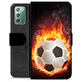 Samsung Galaxy Note20 Premium Schutzhülle mit Geldbörse - Fußball Flamme