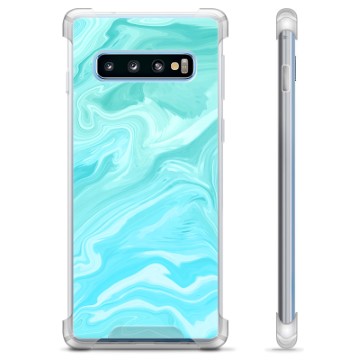 Samsung Galaxy S10 Hybrid Hülle - Blauer Marmor