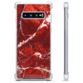 Samsung Galaxy S10+ Hybrid Hülle - Roter Marmor