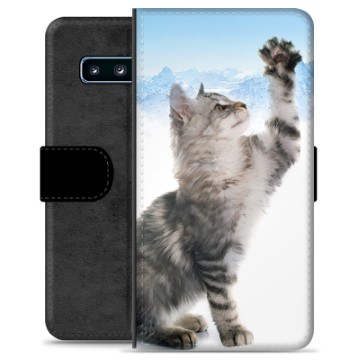 Samsung Galaxy S10 Premium Schutzhülle mit Geldbörse - Katze