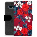 Samsung Galaxy S10 Premium Schutzhülle mit Geldbörse - Vintage Blumen