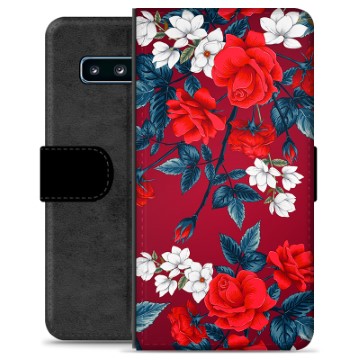 Samsung Galaxy S10 Premium Schutzhülle mit Geldbörse - Vintage Blumen