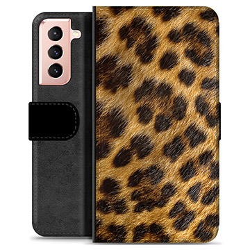 Samsung Galaxy S21 5G Premium Schutzhülle mit Geldbörse - Leopard