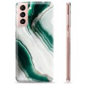 Samsung Galaxy S21 5G TPU Hülle - Smaragd Marmor