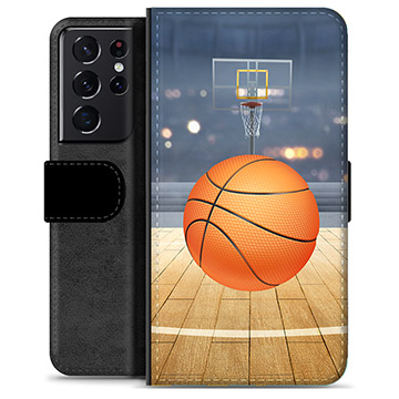 Samsung Galaxy S21 Ultra 5G Premium Schutzhülle mit Geldbörse - Basketball