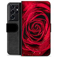 Samsung Galaxy S21 Ultra 5G Premium Schutzhülle mit Geldbörse - Rose