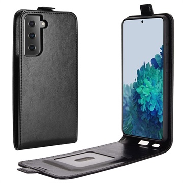 Samsung Galaxy S21 5G Vertikale Flip Case mit Kartensteckplatz - Schwarz