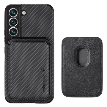 Samsung Galaxy S22 5G Magnetisches Cover mit Kartensteckplatz - Karbonfaser - Schwarz