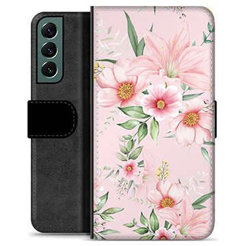 Samsung Galaxy S22+ 5G Premium Schutzhülle mit Geldbörse - Aquarell Blumen