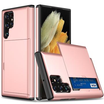 Samsung Galaxy S22 Ultra 5G Hybrid-Hülle mit Verschiebbarem Kartensteckplatz - Roségold