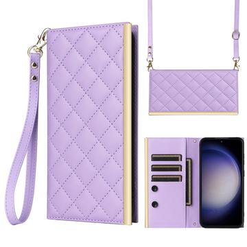 Samsung Galaxy S23 FE Luxus Gesteppte Wallet Hülle - lila